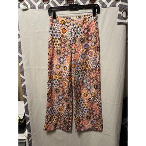 Anthropologie Geometric Kaleidoscope Wide Leg Pants Womans Size 00P